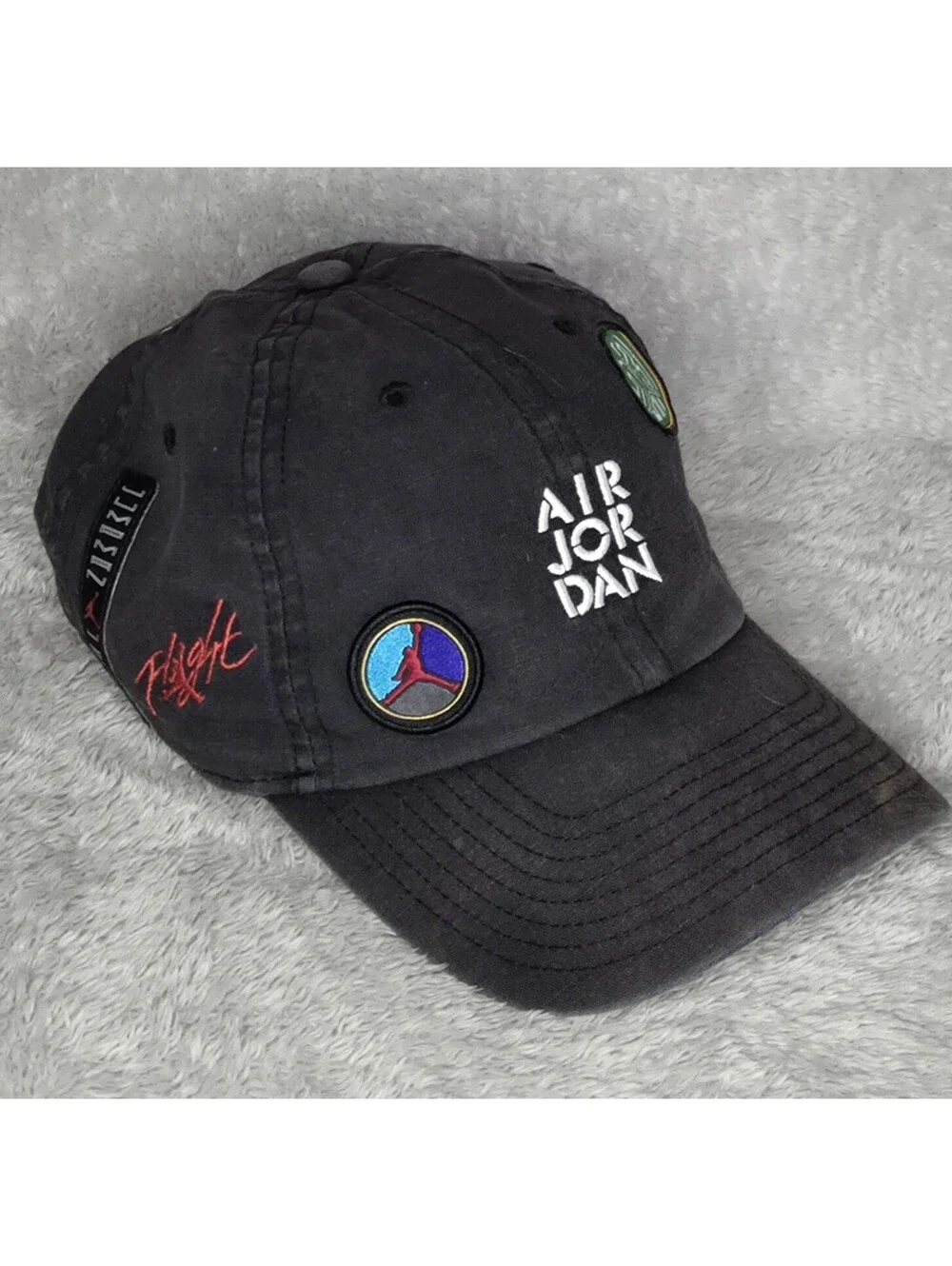 Nike Jordan Heritage 86 H86 Sticker Cap Black Strapback Hat Flight 23 Patches